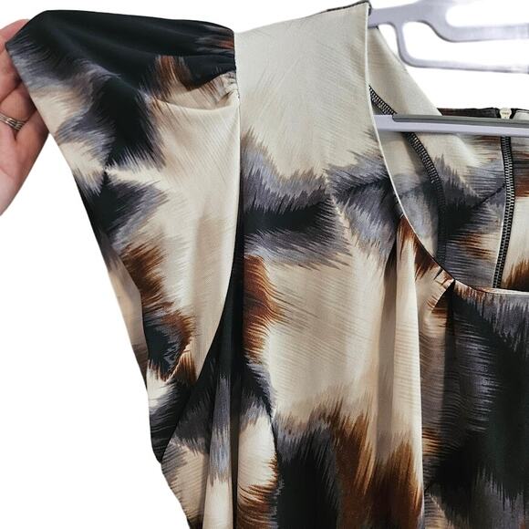 3X Brown and tan Worthington blouse with back zip embellishment - Picture 2 of 8